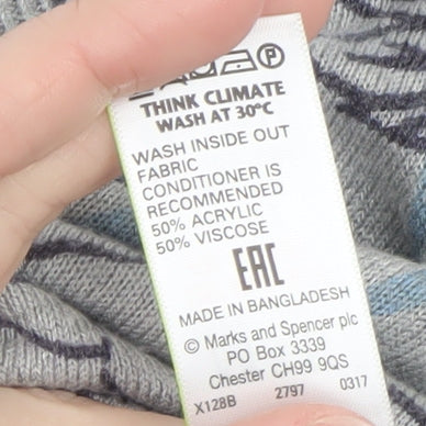 Marks and Spencer Women’s Grey Floral Crew Neck Jumper Size 12