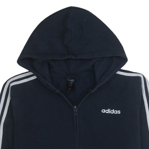Adidas Men Blue Full Zip Hooded Sweatshirt L Fleece Regular Fit