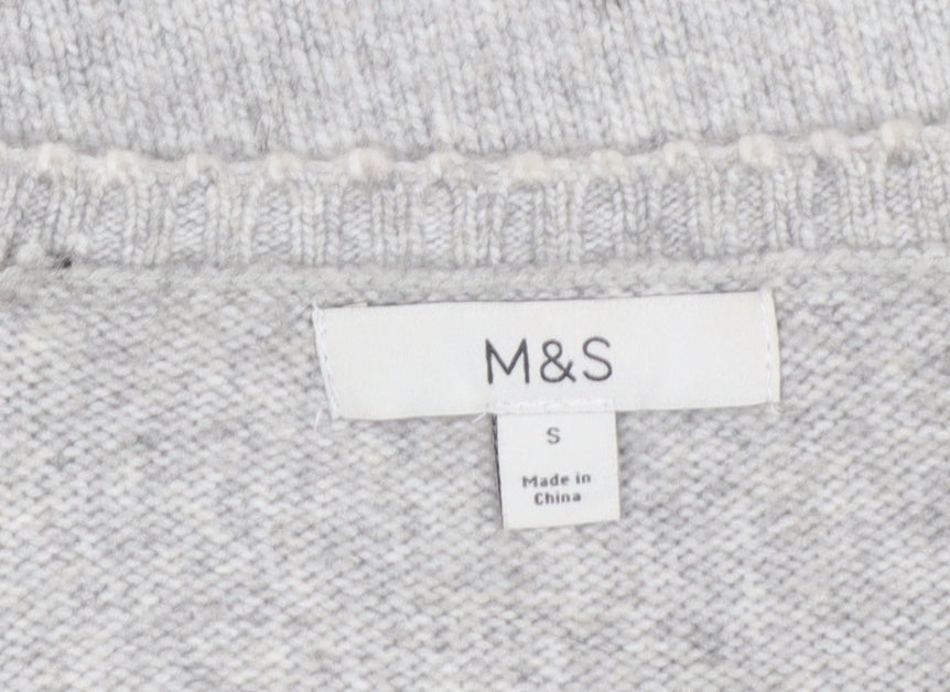 Marks and Spencer Women’s Grey Wool Blend V-Neck Cardigan Size S
