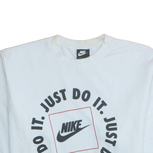 Nike Men’s White Just Do It Logo Pullover Sweatshirt L Regular Fit