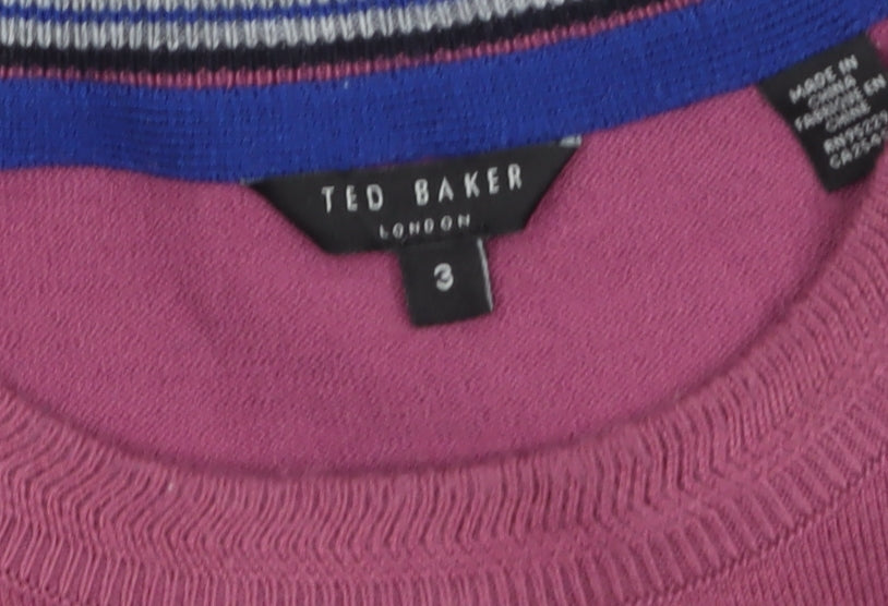 Ted Baker Men's Purple Crew Neck Wool Blend Jumper Size M