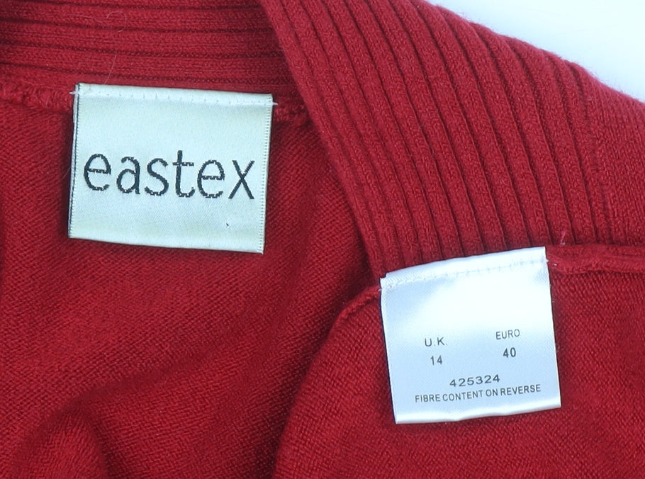 Eastex Women’s Red Tie Front Knit Cardigan UK 14 3/4 Sleeve