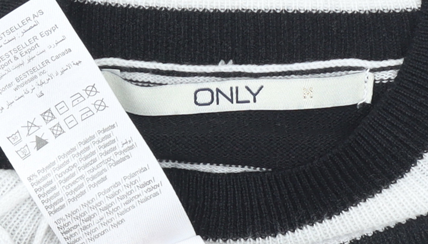 ONLY Women’s Black White Striped Knit Sweater Dress Size M