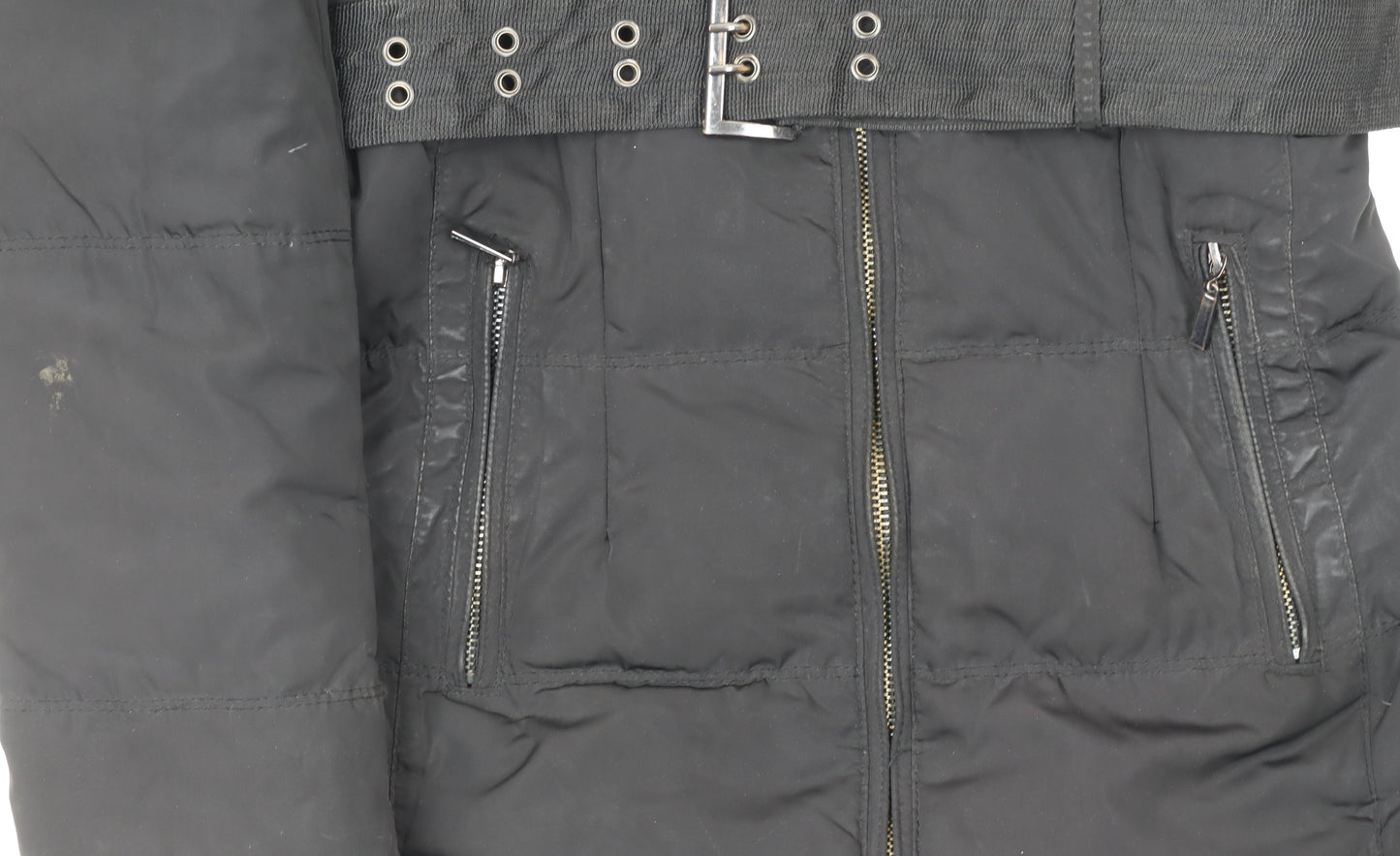 Zara Women Black Long Belted Puffer Down Jacket Size 10