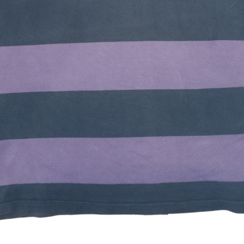 Cotton Traders Men's Purple Striped 3XL Rugby Style Collared Sweatshirt