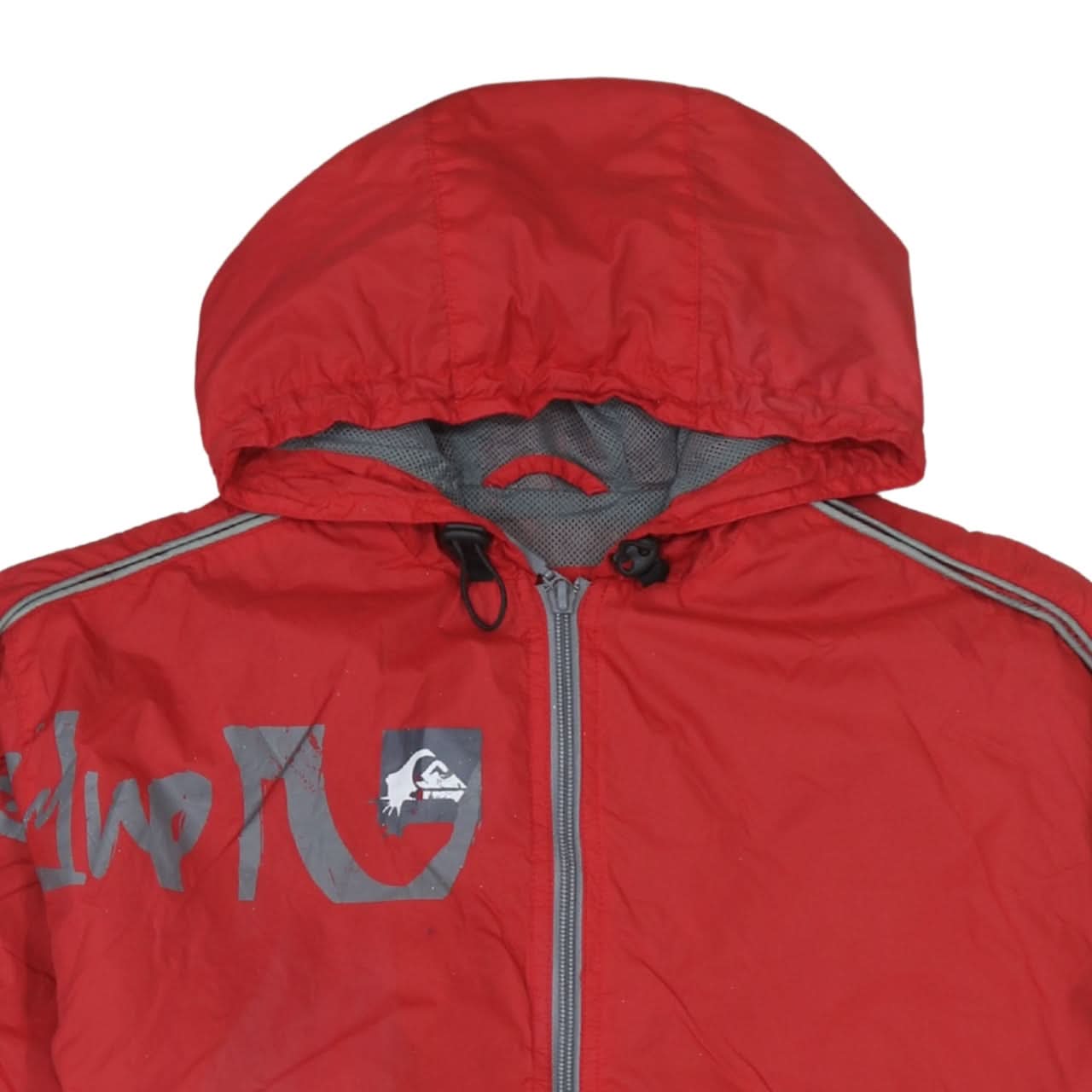 Quiksilver Womens Red Windbreaker Jacket Size 16 Hooded Full Zip