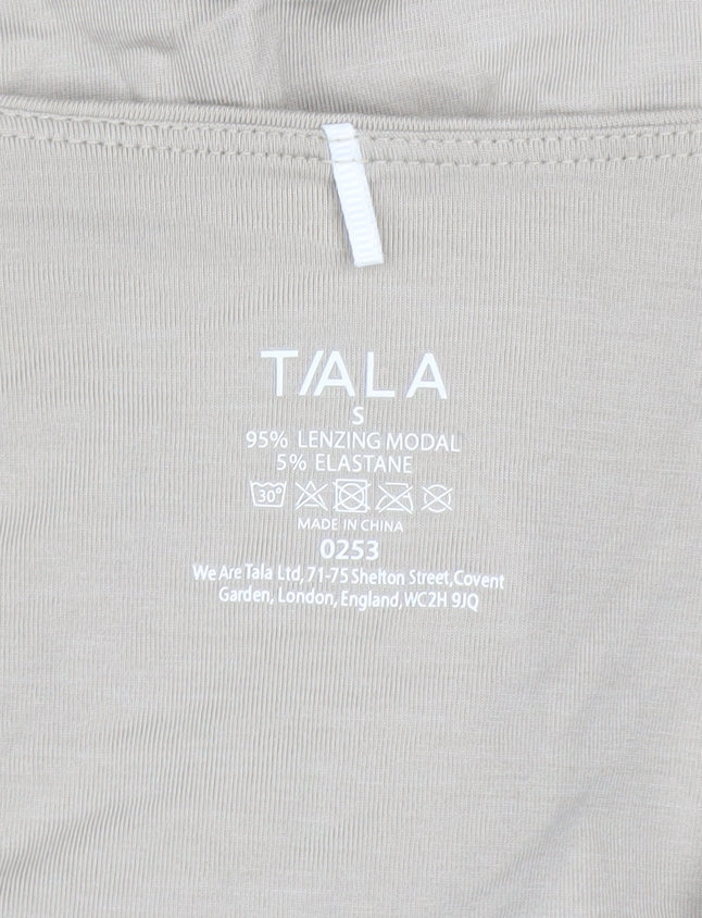 Tala Women’s Beige Long Sleeve Cropped V-Neck Twist Front Top - Size S