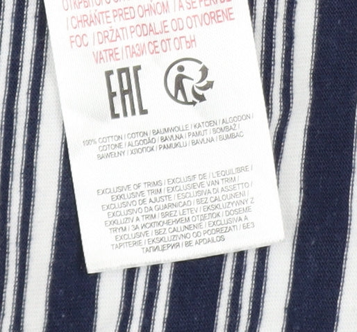 Plum Tree Womens Blue Striped Long Sleeve Cotton T-Shirt UK 14