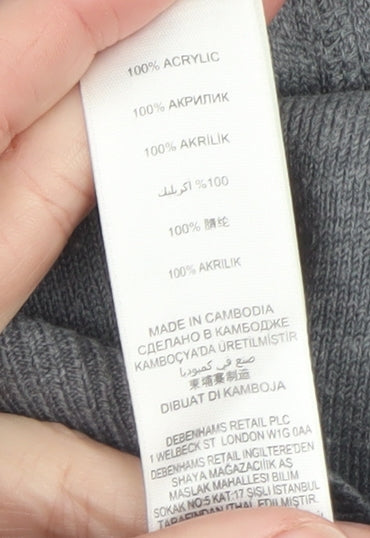Red Herring Men's Grey V-Neck Acrylic Jumper Size L
