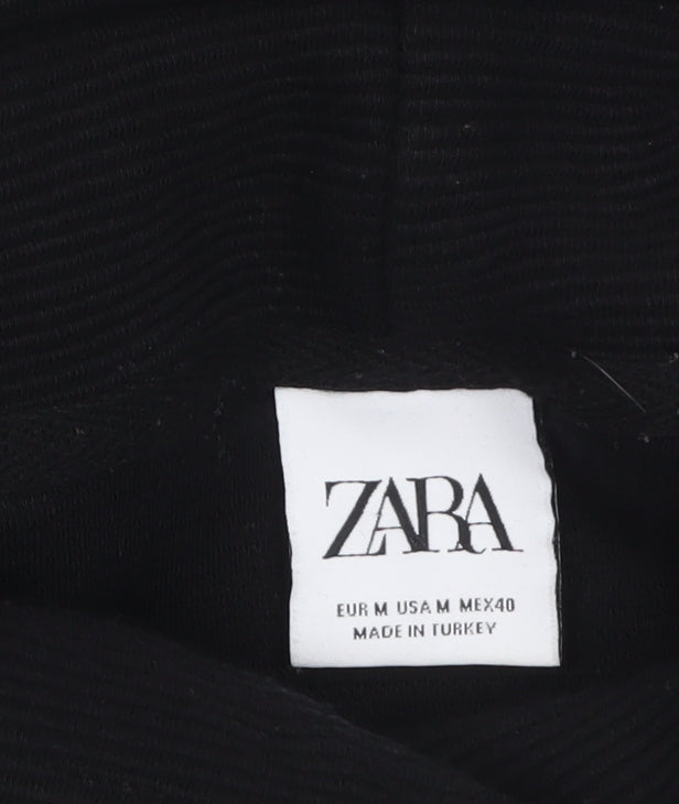 Zara Women Black Roll Neck Ribbed Cotton Sweatshirt M