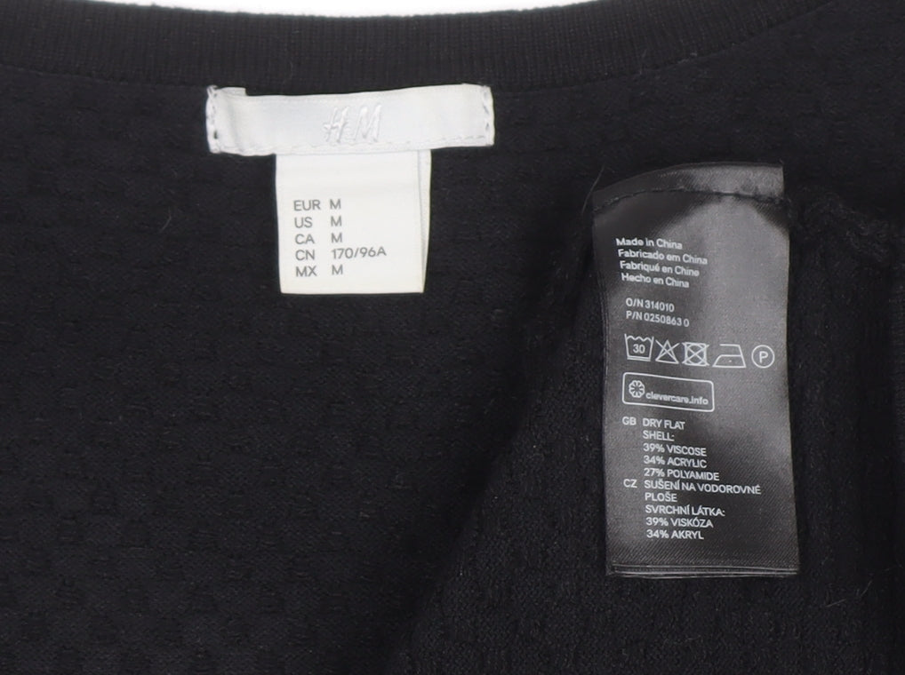 H&M Women Black Bodycon Knit Knee Length Dress Size M