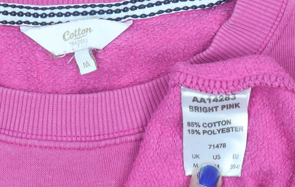 Cotton Traders Women Bright Pink Sweatshirt M Crew Neck Pullover
