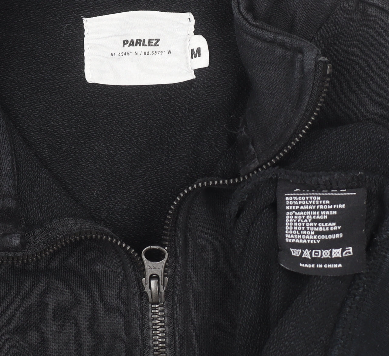 Parlez Mens Black Half Zip Fleece Sweatshirt Size M Logo Sports Style