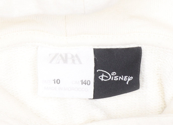 Zara Girls Ivory Disney Mickey Mouse Pullover Hoodie Size 10 Years