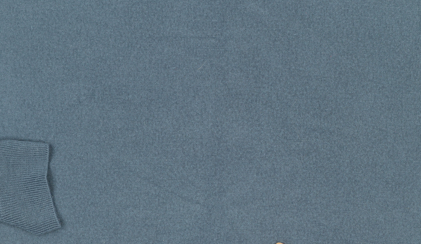 Marks and Spencer Men's Blue V-Neck Regular Fit Acrylic Jumper Medium