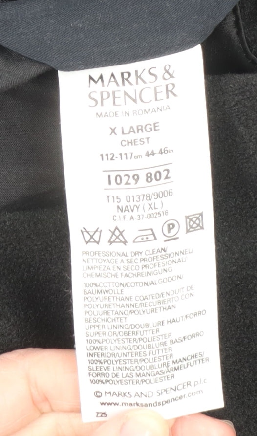 Marks and Spencer Men's Navy XL Classic Long Overcoat