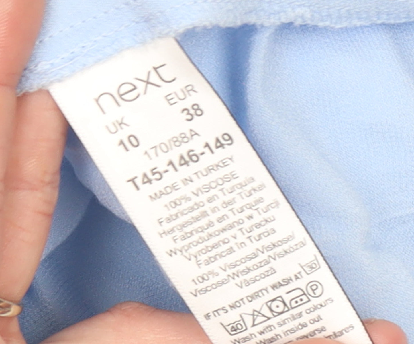 Next Women Blue Viscose Wrap Blouse Size 10 Sleeveless Collared Top