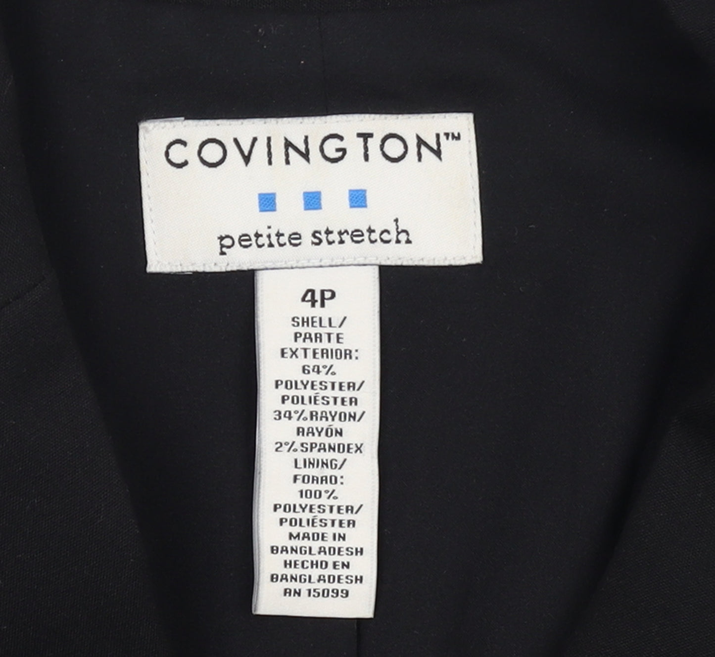 Covington Women Black Petite 4P Stretch Blazer Jacket
