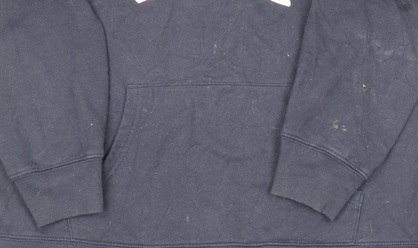 GAP Women Navy Blue Medium Pullover Hoodie with Logo Print