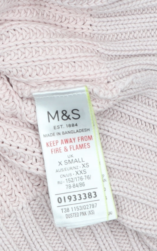 Marks and Spencer Women's Pink XS Cotton Chunky Knit Jumper