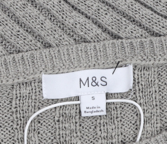 Marks and Spencer Women’s Grey Ribbed Knit Pullover Jumper Size S