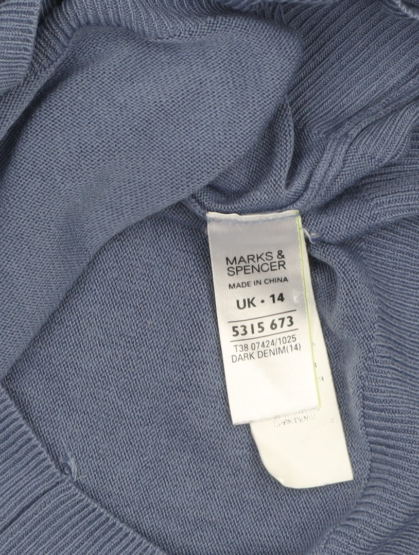 Marks and Spencer Women’s Blue Cowl Neck Knit Jumper Size 14