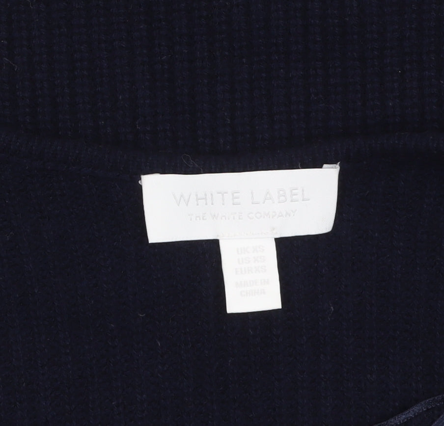 The White Company Women’s Black Wool Blend V-Neck Jumper XS