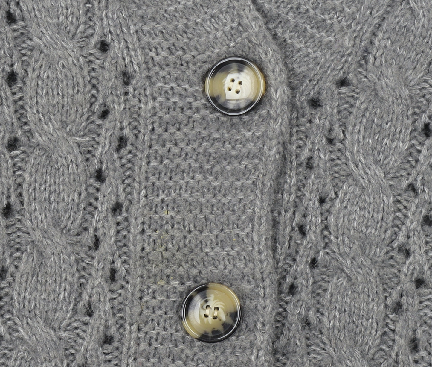 QED London Women's Grey Cable Knit Long Sleeve V-Neck Cardigan S