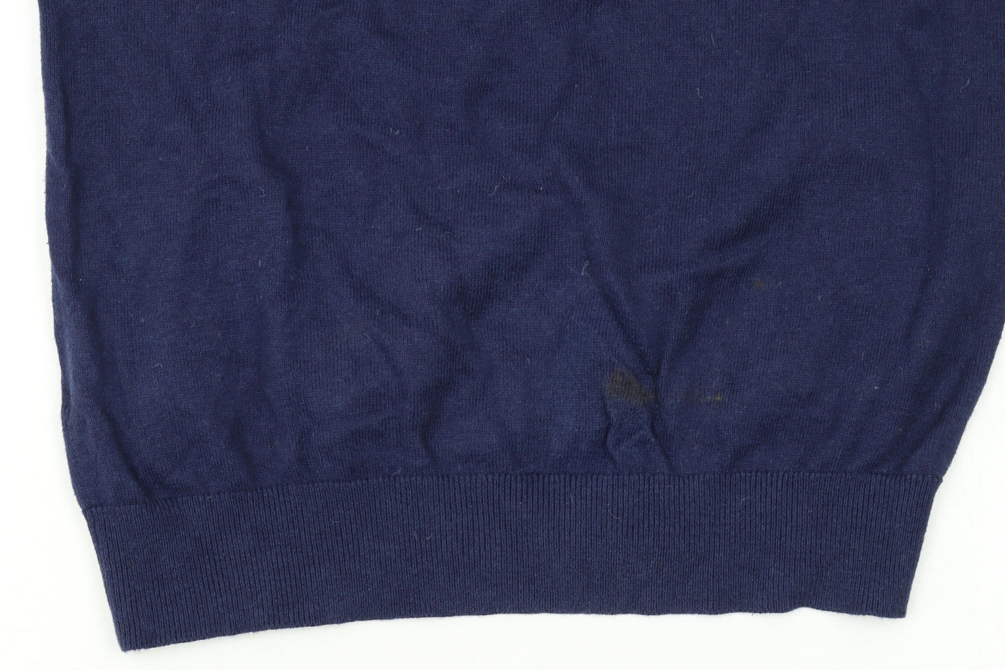 Jack Wills Men's Blue V-Neck Cotton Cashmere Jumper XS