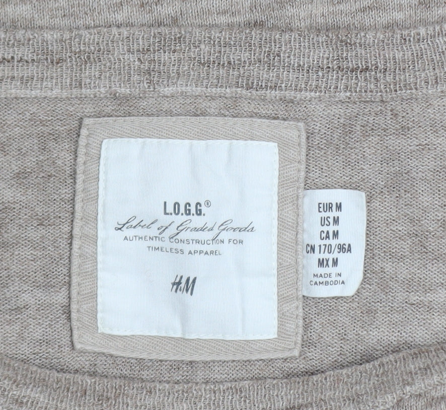 H&M L.O.G.G Womens Beige Cotton Crew Neck Jumper Size 12
