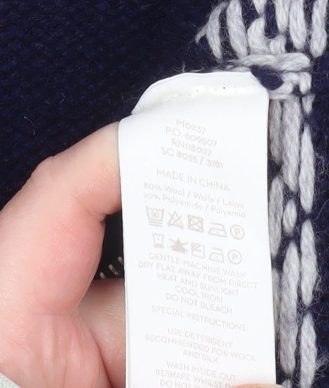 Boden Men's Blue Wool Fair Isle 1/4 Zip Sweater Size L