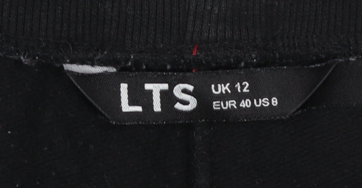 LTS Womens Black Fleece Sweatpants Size 12 Straight Leg