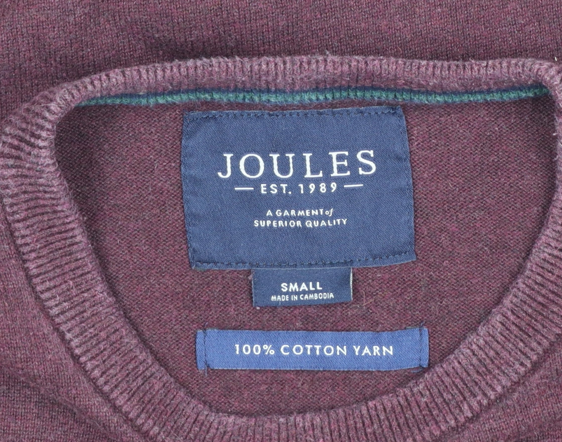 Joules Men's Purple Cotton Crew Neck Pullover Jumper Size S