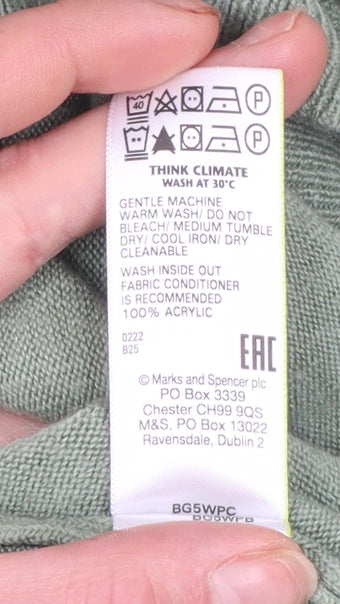 Marks and Spencer Women’s Green V-Neck Long Sleeve Acrylic Jumper Size S