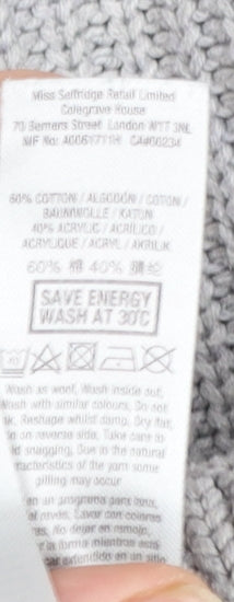Miss Selfridge Women’s Grey Roll Neck Cable-Knit Jumper UK 8