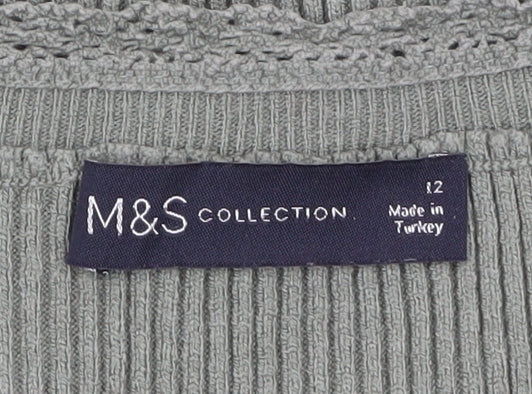 Marks and Spencer Women’s Green V-Neck Knit T-Shirt Size 12