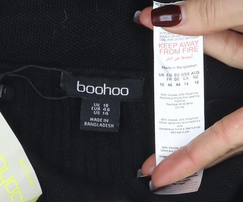 Boohoo Women's Black Collared Button Cardigan Size 18