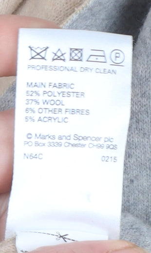 Marks and Spencer Women’s Grey Wool Blend Long Coatigan Size 12
