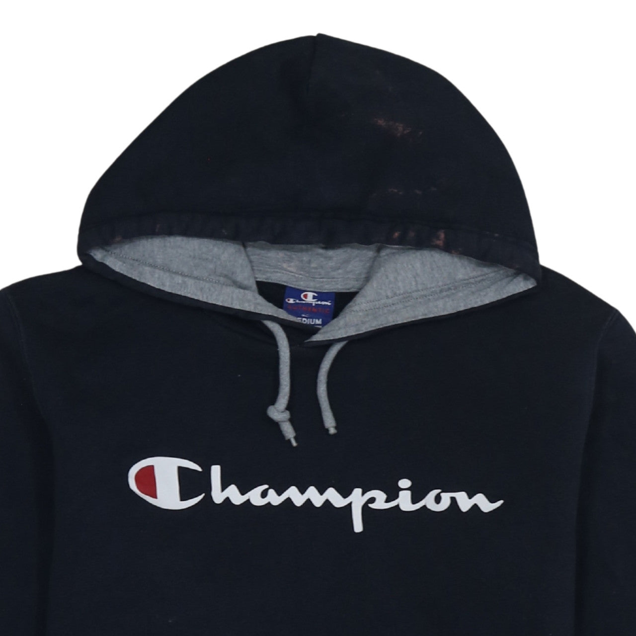 Champion Men’s Black Pullover Hoodie Medium Logo Fleece Sweatshirt