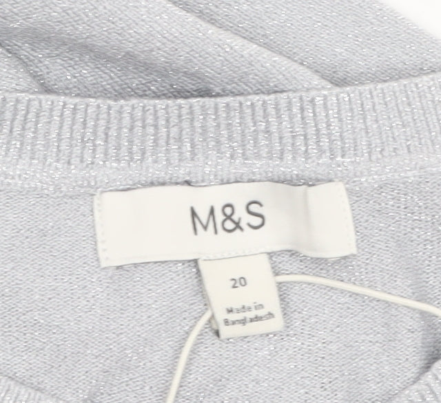 Marks and Spencer Womens Grey Metallic Button Cardigan Size 20