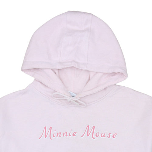 Disney Women Pink Minnie Mouse Hoodie L Pullover Fleece Primark