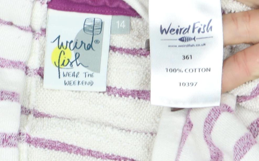 Weird Fish Womens Pink Striped Cotton 3/4 Sleeve T-Shirt Size 14