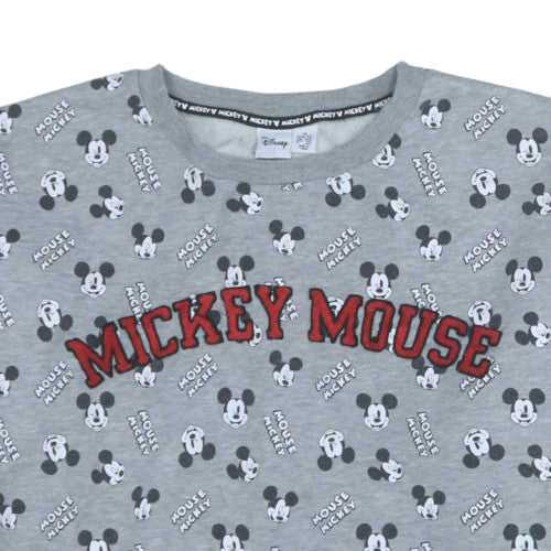 Disney Women Grey Mickey Mouse XL Sweatshirt Crew Neck Pullover