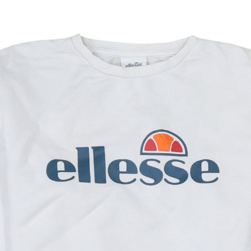 Ellesse Men's White Crew Neck Logo Sweatshirt Size M