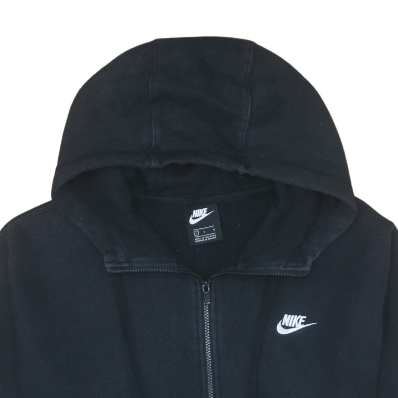 Nike Men's Black Full Zip Hoodie Fleece Sweatshirt Size L