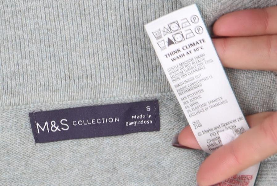 Marks and Spencer Women Grey Collared V-Neck Knit Jumper Size S