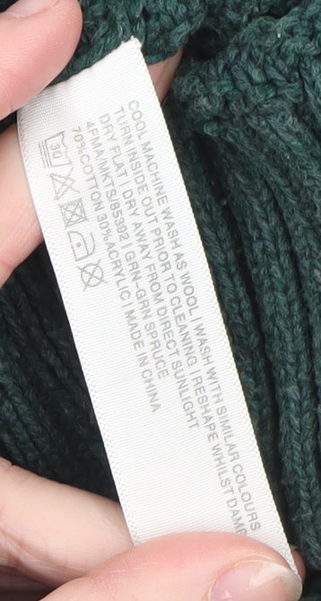 FatFace Mens Green Cotton Wool Cable Knit Crew Neck Jumper M