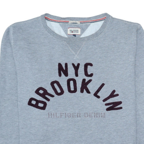 Hilfiger Denim Men's Grey Crew Neck Sweatshirt NYC Brooklyn M