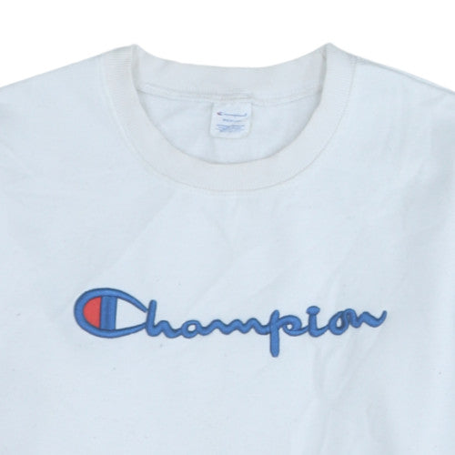 Champion Womens White Medium Crew Neck Pullover Sweatshirt