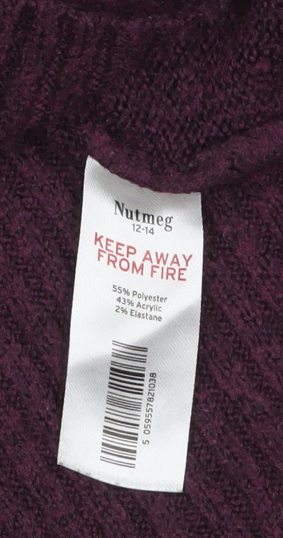 Nutmeg Women’s Purple Knit Jumper Dress Size 12-14 Long Sleeve
